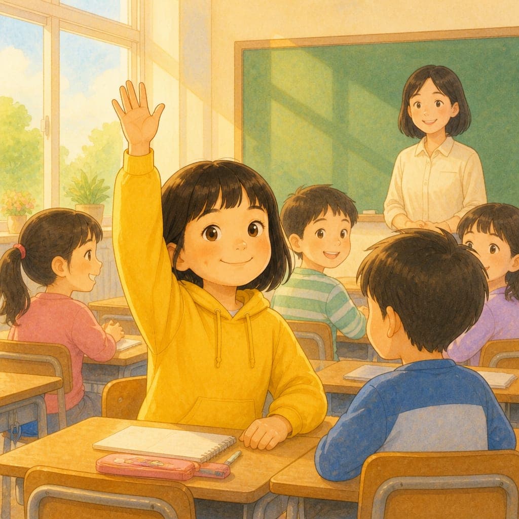 샘플 장면: 교실에서 손 들기